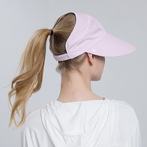 Kvinners sommer solhatt ansiktsdekkende ensfarget (rosa)