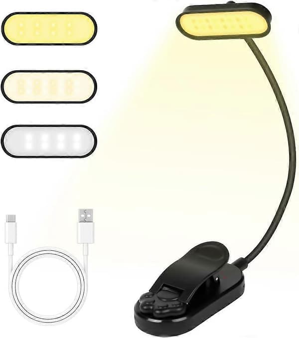 1 stk. LED leselys, oppladbar clip-on leselys