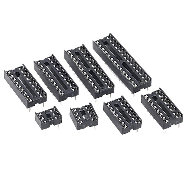 IC Chip Socket Assortment Kit - 66 stk. isolerte plast flat pin kretskomponenter, 6P-28P størrelser