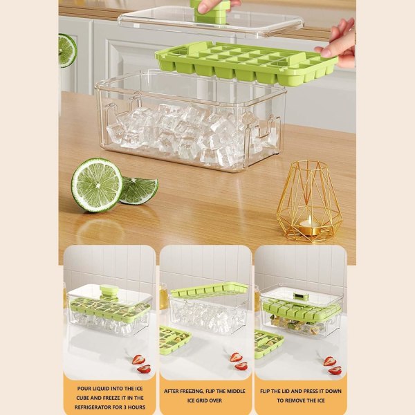 56 Compartments Home Refrigerator Homemade Ice Box, Ice Tool, Food Grade Ice Press, Upgraded Press Design, 1 Push Off