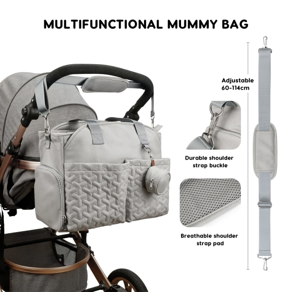 Monitoiminen tyylikäs baby vaihtokassi, suuri tilavuus vedenpitävä baby Satchel Messenger Bag