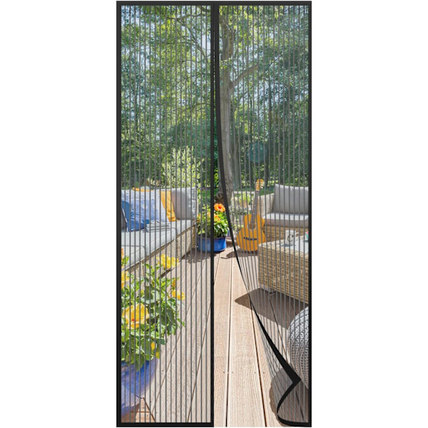 Magnetisk Insektnett Dørgardin - Passer Dører Opptil 80 x 210cm (Svart) 90×120cm