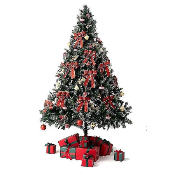8 stk. Glitter Julekrans Juletrepynt til Juleborddekor red
