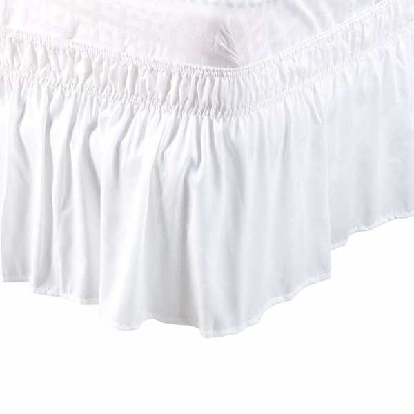 Joustava sängyn hame röyhelöllä 38 cm röyhelö-yksi, lumivalkoinen