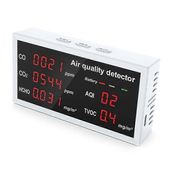 Hög Noggrannhet Luftkvalitetsmätare Co Co2 Hcho Tvoc Detektor Gasdetektor Led