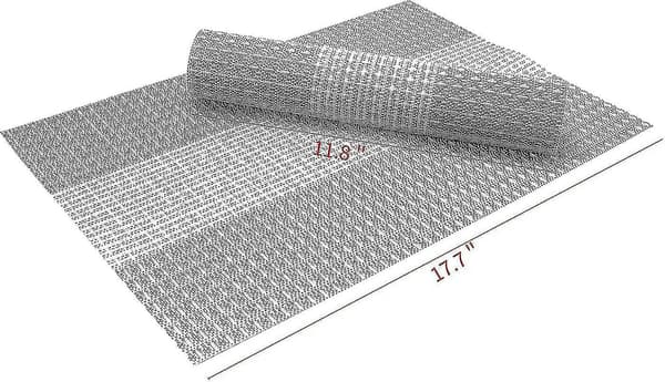 Sett med 6 vaskbare PVC-plastbrikker (glitter grå)