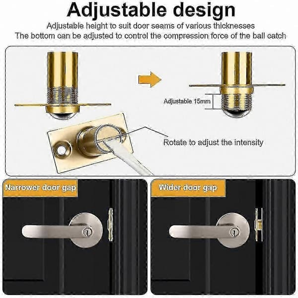 Rustfrit stål kuglelås dørskab hardware, 2 pak justerbare beslag til døre og skabe