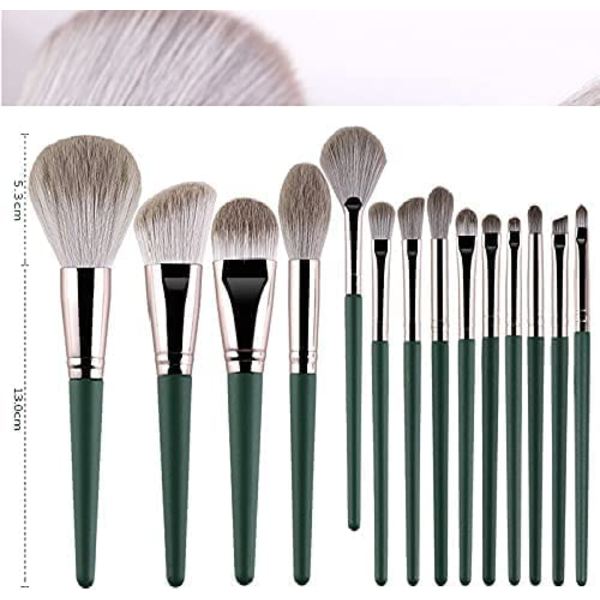 14 st Makeup Borstar Professionell Makeup Borste Set, Grön