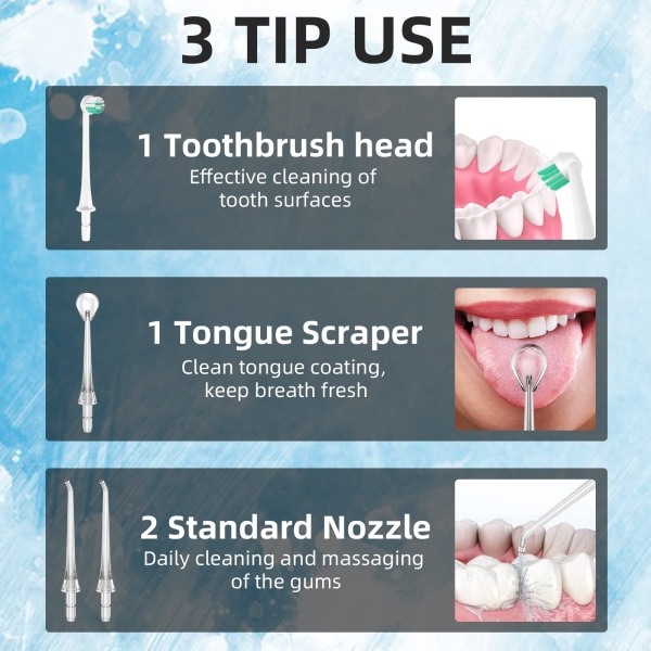 Water Flosser hampaiden puhdistajalle Ladattava suuhuuhtelulaite