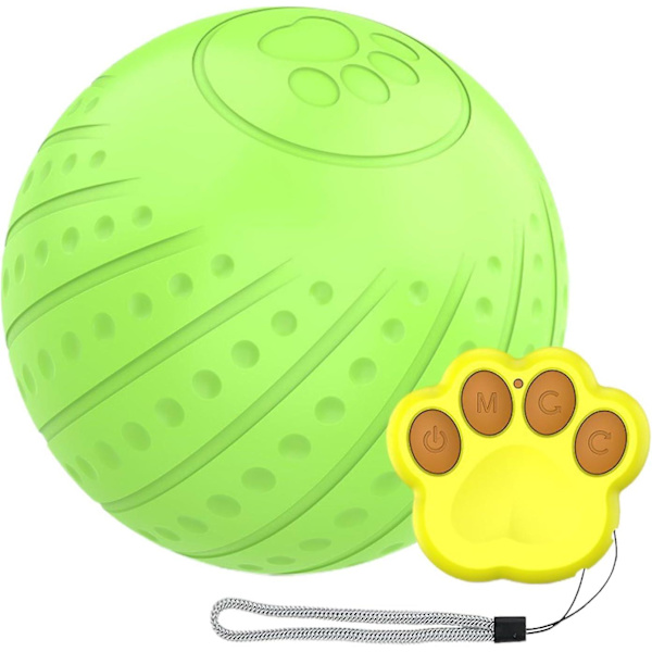 Interaktiv Hundboll, 360 Automatisk Rullande Hundtuggboll med Fjärrkontroll & 2 Lägen LED-Ljus, Elektrisk Bollleksak för Husdjur