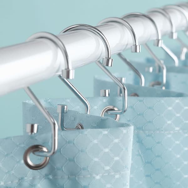 Duschdraperiringar, set med 12 rostfria S-formade krokar, multifunktionskrokar för duschdraperier, köksredskap, kläder, handdukar (silver)
