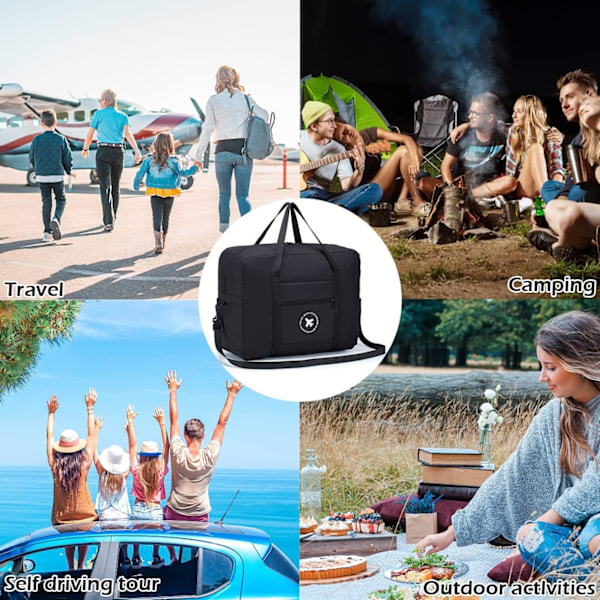 Ryanair Kabinekuffert 40x20x25 Rejsetaske 2 Pakke Sammenfoldelig Under-sæde Kabinekuffert Vandtæt Weekendtaske Letvægts Håndbagage grey/black 2 park