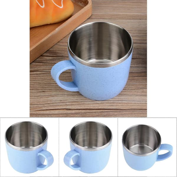 Rustfri stål hvedehalm kaffe vand juice mælk krus flaske - 355 ml