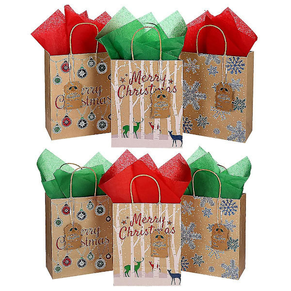 Storpack Presentpåsar Julklappspåse Julklappsförpackning Julgodispåsar Klassiska Julklappspåsar