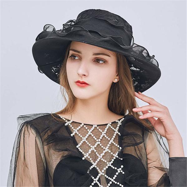 Solhatt Dam Kvinnor Kyrka Bred Brätte Te Party Bröllop Hatt Fancy Derby Fascinator Cap Sommar Utomhus Storbritannien Strandhattar Trucker Hat Hats