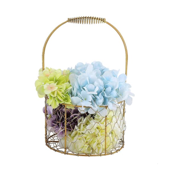 Handgjord blomkorg i järn - Presentförpackning - Handhållen blomsterbukettförpackning