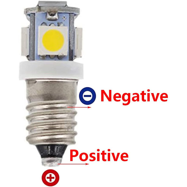 10 kpl E10 9V kylmä valkoinen 5SMD 5W LED-polttimoita (kylmä valkoinen, 9V)