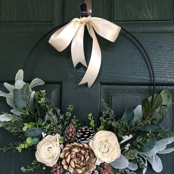 6 stk. Blomsterkrans Ringe, DIY Håndværk Ring, 30cm Guld Sølv Sort