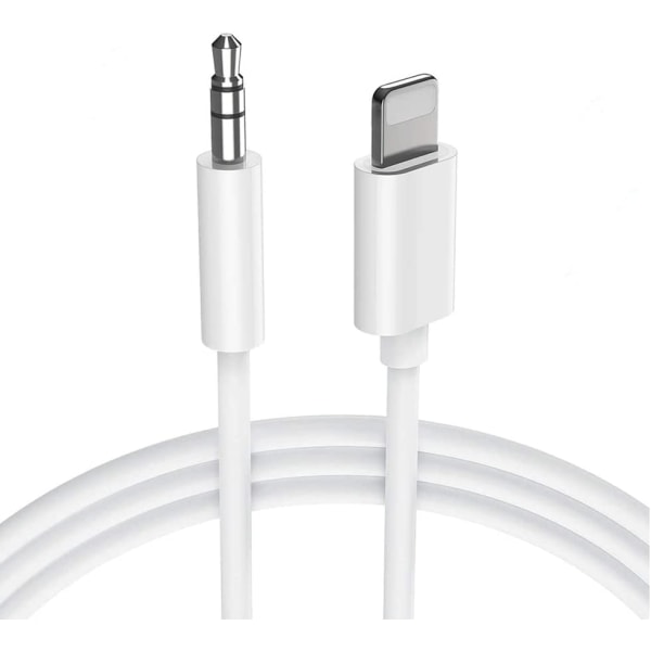 Aux-sladd för iPhone, L-ightning till 3,5 mm ljudkabel för bil, Hörlursuttag Adapter till bil/hem stereo/hörlurar/högtalare - vit