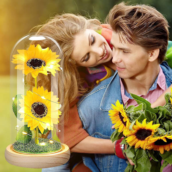 Gåvor till kvinnor - Galaxy Flower Present till mors dag, evig blomma med LED i glaskupol, present till mamma mormor, unik gåva till mors dag