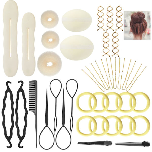 70PCS Hårstyling Set, Hårbulletillverkare, Hårdesign Stylingverktyg, DIY Hårtillbehör, Hårmodellering Verktygssats, Hårtillbehör