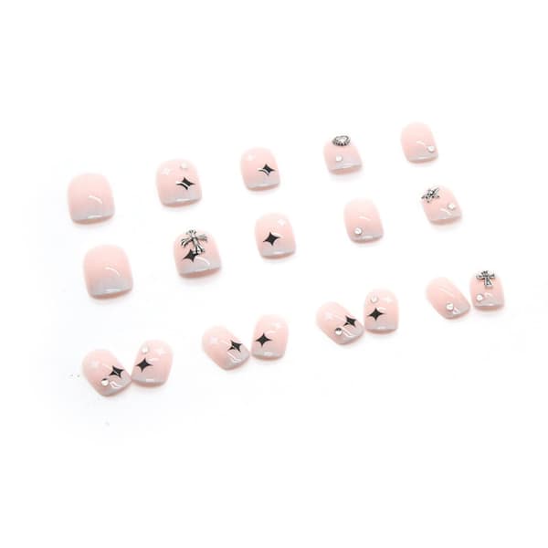 24 kpl Sydän Neliö Tekokynnet,Gradient Nude French  Kynnet
