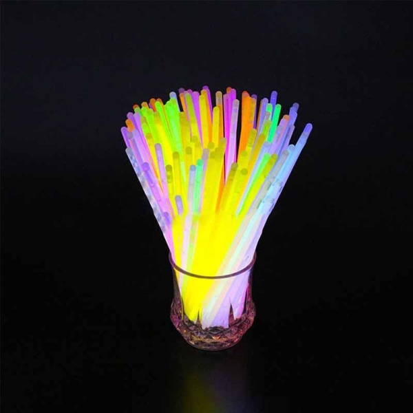 100 Glow Sticks för barn, blandade flerfärgade Glow Sticks-Kit för att skapa Glowsticks, armband, halsband, glasögon och bollar