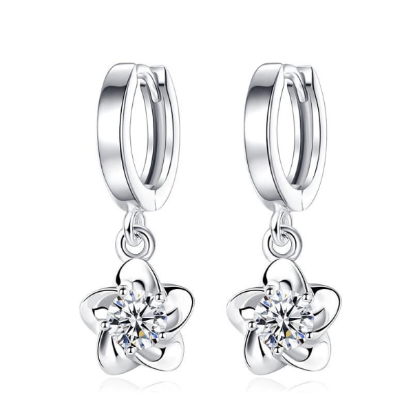 Hoop-örhängen, örhängen i sterlingsilver med stift, allergivänliga små hoop-örhängen med blommor för kvinnor
