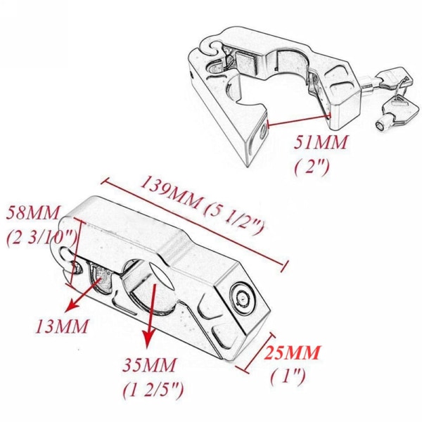 Grip Lock, Moottoripyörän ohjaustangon kahvojen turvalukko ja avain (punainen)