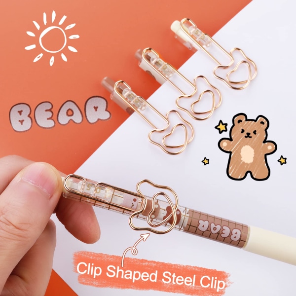Söt gelpenna, 0,5 mm Kawaii-björnformad kulspetspenna Svart bläck Smidig skrivpennor för skolkontorspresenter