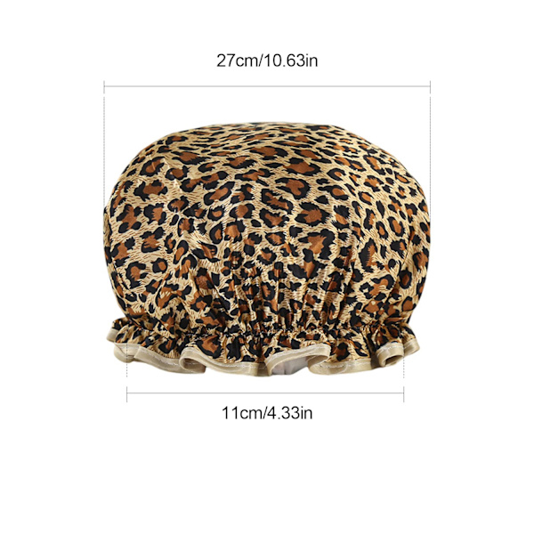 1 stk. brusekappe, genanvendelig badehætte, dobbelt tykkelse vandtæt brusekappe (leopardprint) leopard print