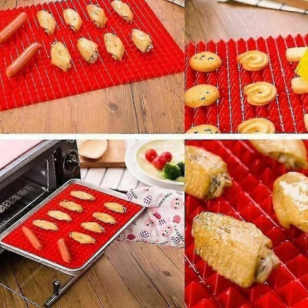 Køkken Non-Stick Bageplade Pyramide Ovnbakke Ark Måtte Pande Reducerer Fedt Madlavning