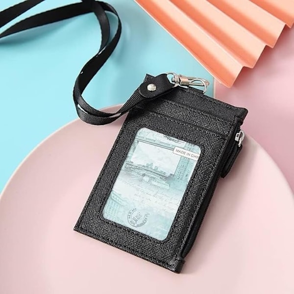 Badge Lanyard, Kortindehaver til Lanyard, 3 stk. Læder Id-Etuier Hals Lanyard Mønt Penge Nøgle Kreditkort Indehaver Tegnebog Studerende Buskort Tasker Punge Badge rose