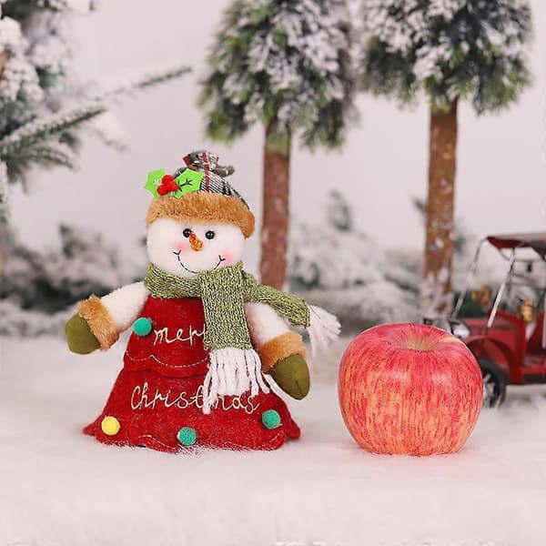 Set med 3 juläppleväskor, julklappsväska, julgransdesign Snögubbe, godispåse presentpåsedekorationer till jul