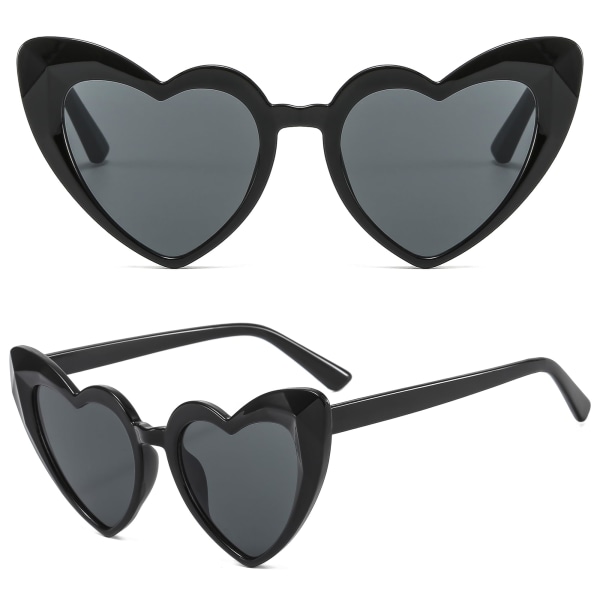 Love Heart Solbriller for kvinner, Mote Vintage briller Cat Eye Style Eyewear Fancy Dress Tilbehør for Damer Jenter Sommerfest