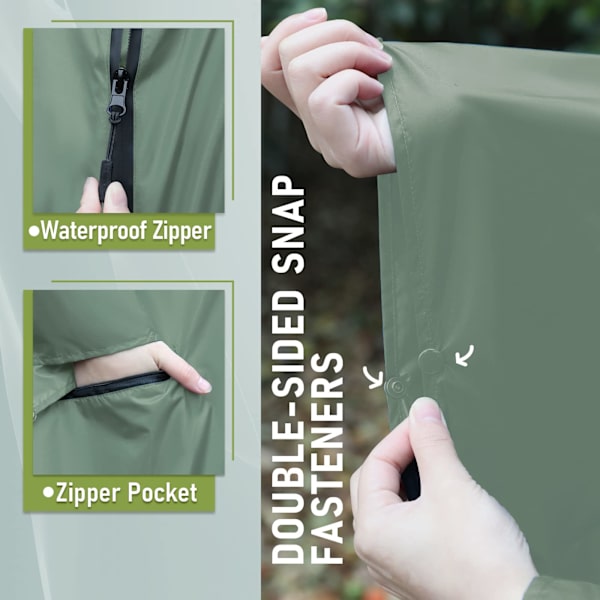 Vattentät regnponcho för vuxna, utomhus, med huva, vattentät poncho för kvinnor med dragkedja, festivalponchos, vattentät, lång