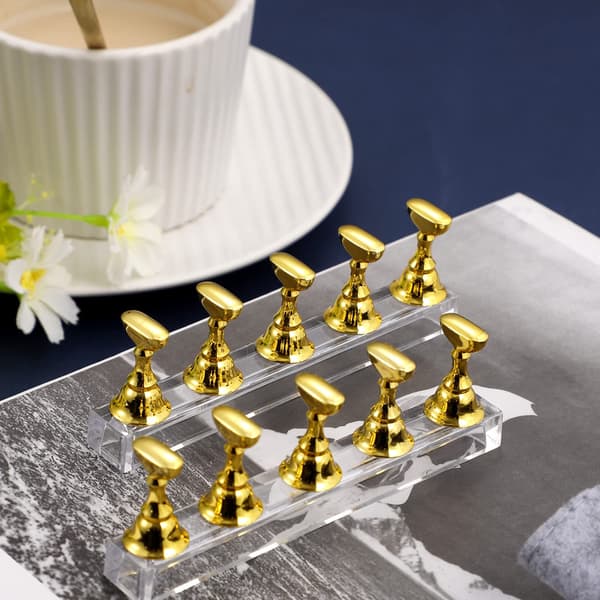 2 stk. Akryl Negle Display Stativ Negle Tip Praksis Holder, Guld