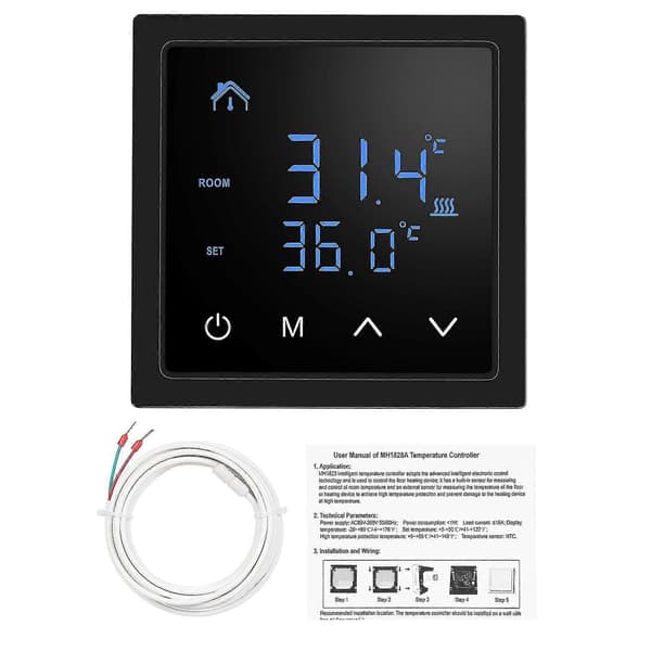 Smart Termostat 16A Golvvärme Temperaturregulator med LED Touch Screen 85-265V Elektrisk)