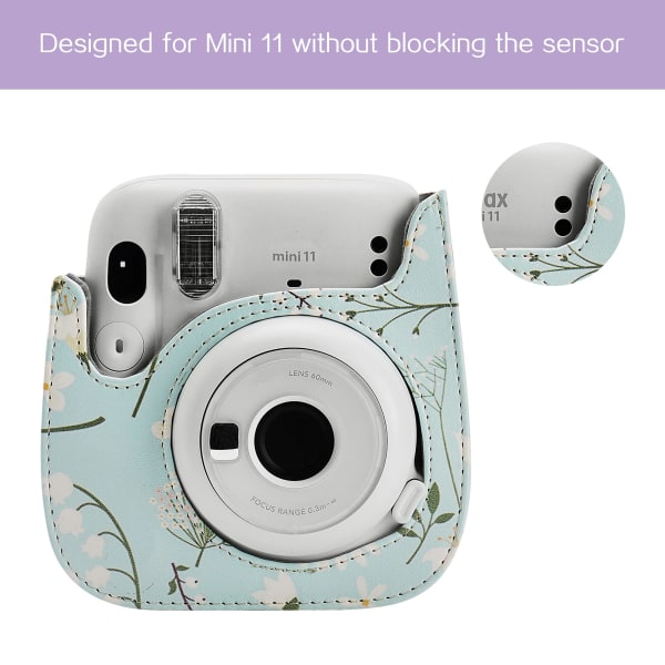 Kameraveske for Instax Mini 11/Mini 9 Instant Film Camera (Blomst)