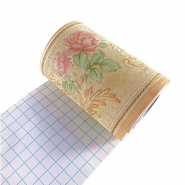 Självhäftande PVC Vintage 3D Vattentät Väggbård (Gul)