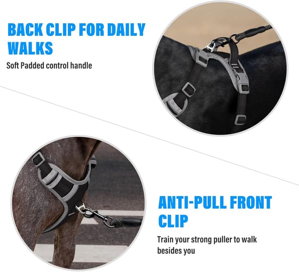 No-Pull Hundesele, Udledning ved Hals, Reflekterende Justerbar Hundevestsele, til Små Mellemstore Store Hunde, sort, L
