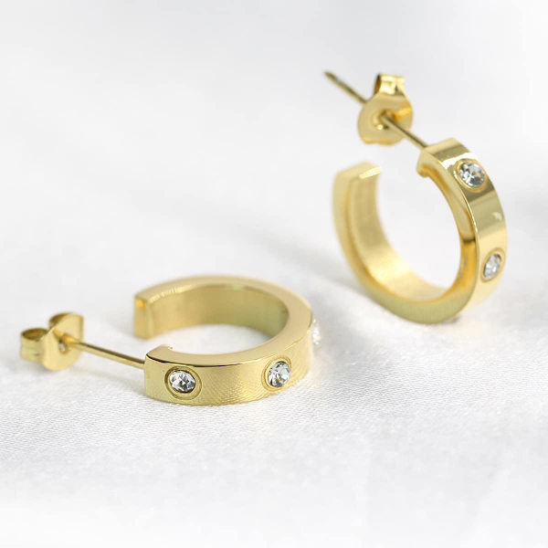 Venskab Øreringe til Kvinder Designer Cubic Zirconia Guld Rustfrit Stål Hoop Huggie Cuff Studs Venskab Smykker Mors Dag Fødselsdagsgaver