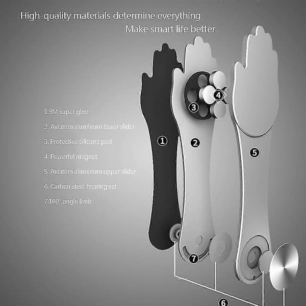 Magnetisk sugekop til bærbar computer, telefonholder, sidemontering, aluminium, sølv, stilfuldt design