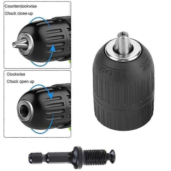 2 stk. håndspændt borepatronsæt adapter kraftig 10 mm nøglefri borepatron med adapter hardware T