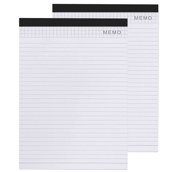 A4-storlek påfyllningspapper breda linjerade skrivblock för PU-läder Padfolio Portfolio Urklipp Kalkylator Anteckningsblock 2-pack 25 ark per anteckningsblock