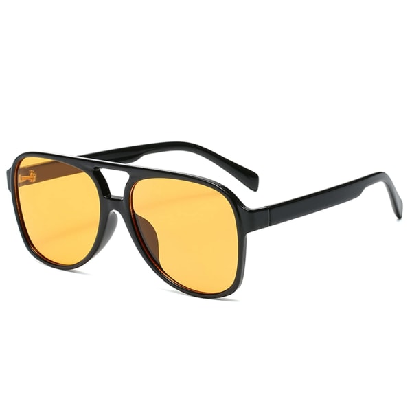 Retro dobbelbro rektangulære solbriller - for kvinner menn Square Night Vision UV400 beskyttelsesbriller for kjøring