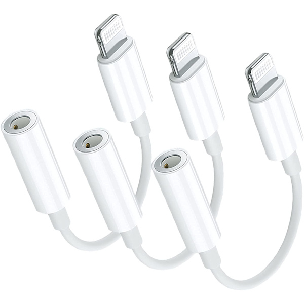 Lyn til 3,5 mm hodetelefonadapter - 3-pakning