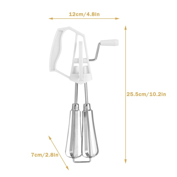 Roterende piskeris, rustfrit stål manuel piskeris, ægpisker håndholdt ægpisker, manuel roterende køkkenmixer håndskub piskeris blender madlavningsværktøj mixer