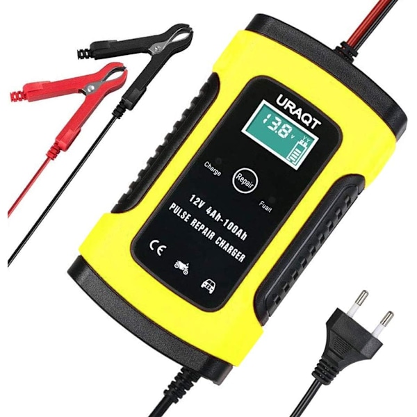 Akkulaturi, 6A 12V Automaattinen Älykäs Auton Akkulaturi, LCD-kosketusnäytöllinen Auton Akkulaturi Monilla Suojauksilla, Autoille ja Moottoripyörille