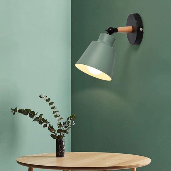 Vinkeljusterbar metall liten vägglampa sovrum säng huvud E27 vägglykta studierum badrumsbelysning vägg, glödlampa ingår ej, grön green